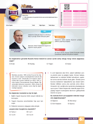 2025 - 6. SINIF SOSYAL BİLGİLER HAFTALIK ÖDEV FÖYLERİ